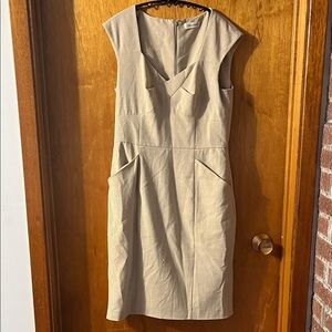 Woman’s Calvin Klein Beige Cap Sleeve Sheath Dress 6